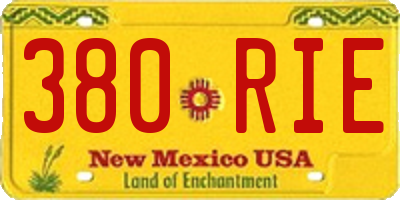 NM license plate 380RIE
