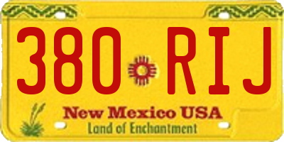 NM license plate 380RIJ