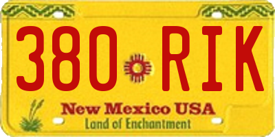 NM license plate 380RIK