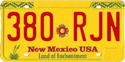 NM license plate 380RJN