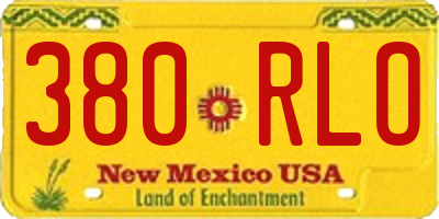 NM license plate 380RLO