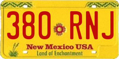 NM license plate 380RNJ