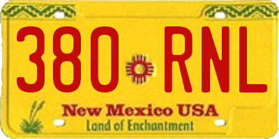 NM license plate 380RNL