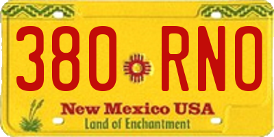 NM license plate 380RNO