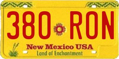 NM license plate 380RON