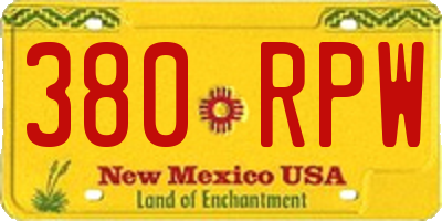 NM license plate 380RPW