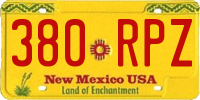 NM license plate 380RPZ