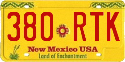 NM license plate 380RTK