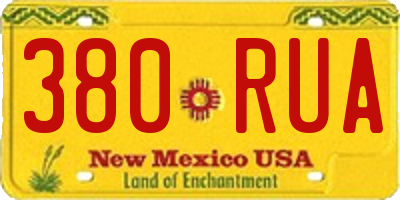 NM license plate 380RUA