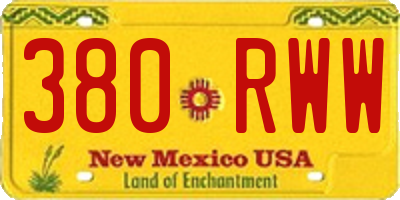 NM license plate 380RWW