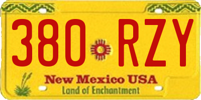 NM license plate 380RZY