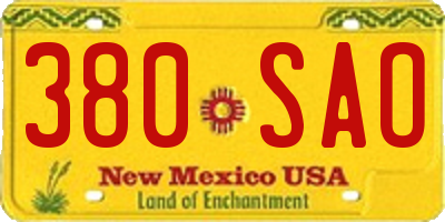 NM license plate 380SAO