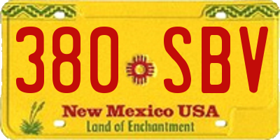NM license plate 380SBV
