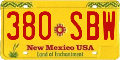 NM license plate 380SBW