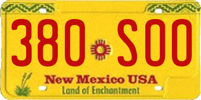 NM license plate 380SOO
