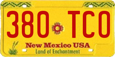 NM license plate 380TCO