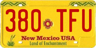 NM license plate 380TFU