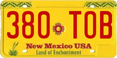 NM license plate 380TOB