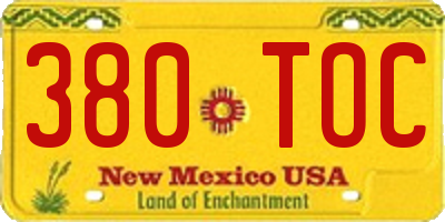 NM license plate 380TOC
