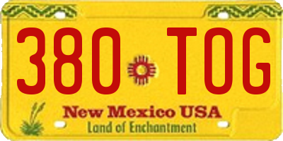 NM license plate 380TOG