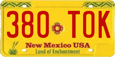 NM license plate 380TOK