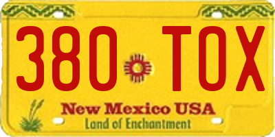 NM license plate 380TOX