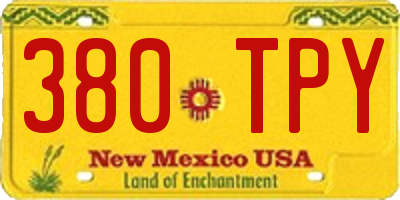 NM license plate 380TPY