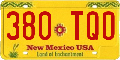 NM license plate 380TQO