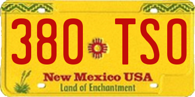 NM license plate 380TSO
