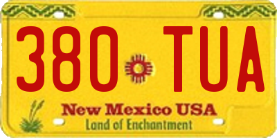 NM license plate 380TUA