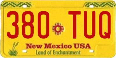 NM license plate 380TUQ