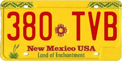 NM license plate 380TVB