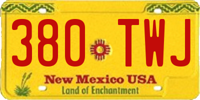 NM license plate 380TWJ