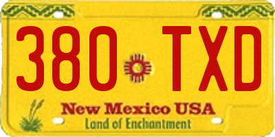 NM license plate 380TXD