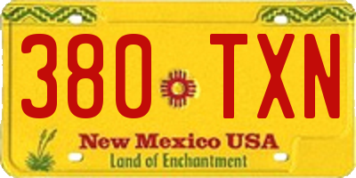 NM license plate 380TXN