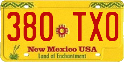 NM license plate 380TXO