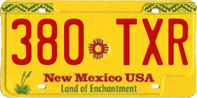 NM license plate 380TXR
