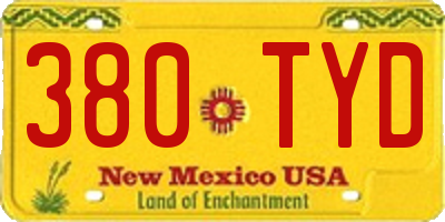 NM license plate 380TYD
