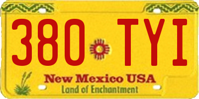 NM license plate 380TYI