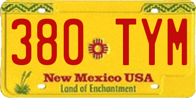 NM license plate 380TYM