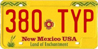 NM license plate 380TYP