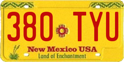 NM license plate 380TYU