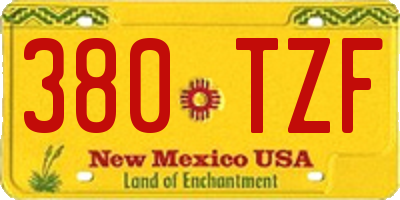 NM license plate 380TZF