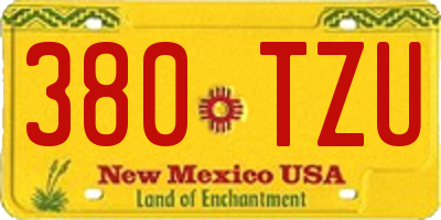 NM license plate 380TZU