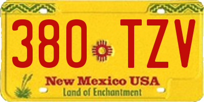 NM license plate 380TZV