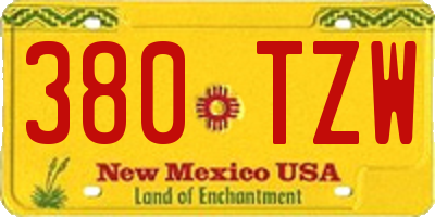 NM license plate 380TZW