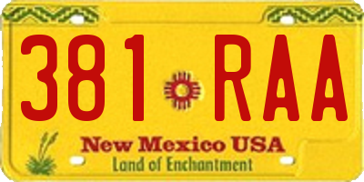 NM license plate 381RAA