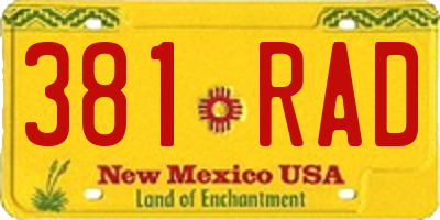 NM license plate 381RAD