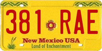 NM license plate 381RAE