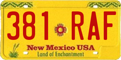 NM license plate 381RAF